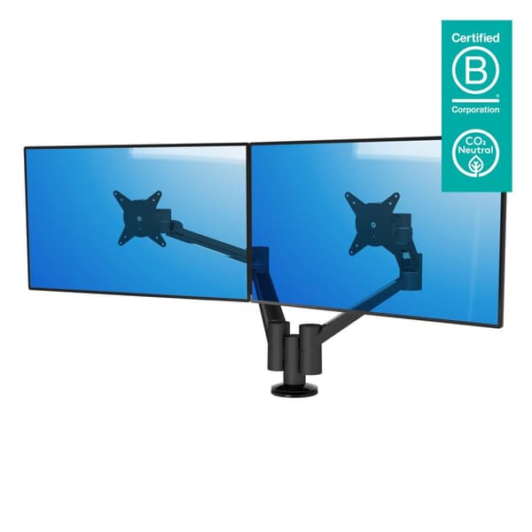 Dataflex ViewLite Plus skærmarm 653 - monteringssæt (skruemontering, 2 monteringsarme, bordklemme) - til 2 LCD-skærme - aluminium - sort - skærmstørre Sort