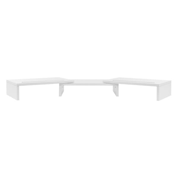 ML-Design Dual Monitor Stand Riser; i træ; hvid; monitorstander til 2 skærme med justerbar længde og drejevinkel; 2 holderhuller; skærmunderstøtning;