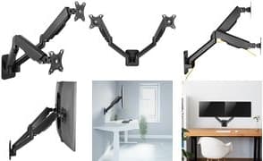 Logilink - Monteringssæt - til 2 LCD/plasma-konsoller (gasfjeder) - plastik, aluminium, stål - sort - skærmstørrelse: 43,2-81,3 cm (17"-32") - vægmont Sort