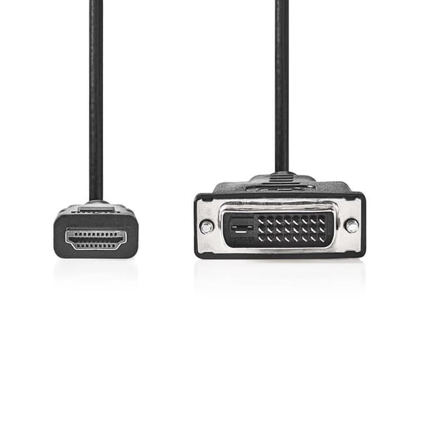 Nedis HDMI™ kabel | HDMI™ Stik | DVI-D 24 + 1-pin han | 1080p | Nikkelplateret | 2.00 m | Lige | PVC | Sort | Label