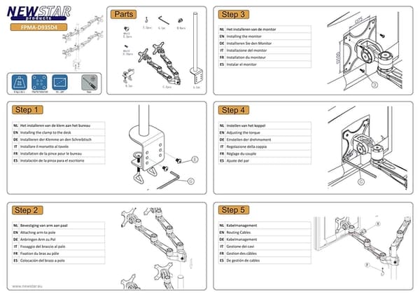Neomounts FPMA-D935D4 Monitor arm 10-27"