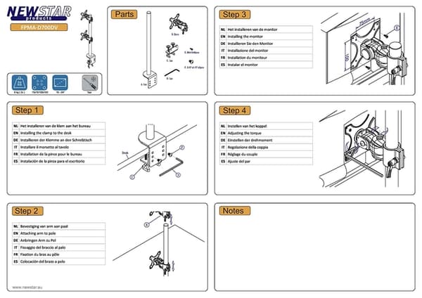 Neomounts FPMA-D700DV Monitor arm 10-27"
