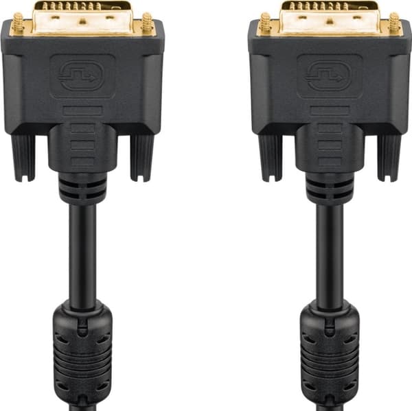 Goobay DVI-D Full HD-kabel Dual Link, gullbelagt DVI-D-kontakt Dual Link (24+1 pin) &gt; DVI-D-kontakt Dual Link (24+1 pin), 15 m