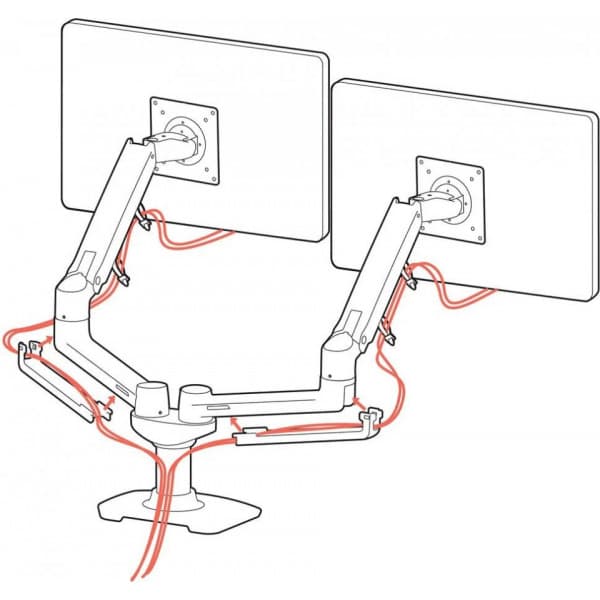 Ergotron LX Dual Side-by-Side Arm -monitorarm, polerad aluminium
