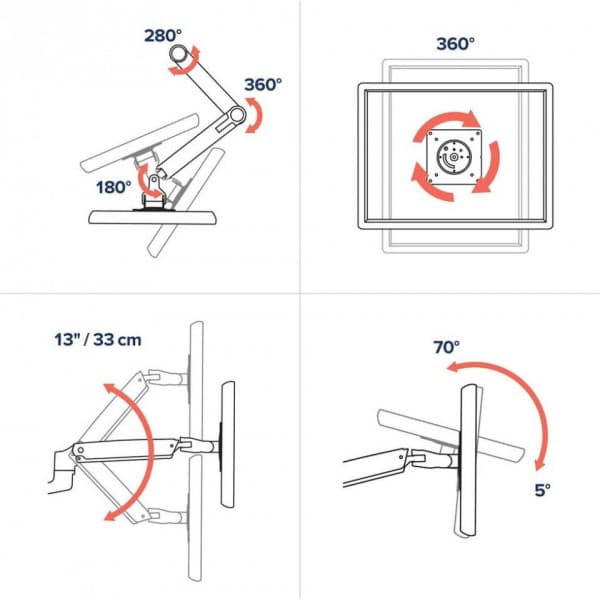 Ergotron LX Dual Side-by-Side Arm -monitorarm, polerad aluminium