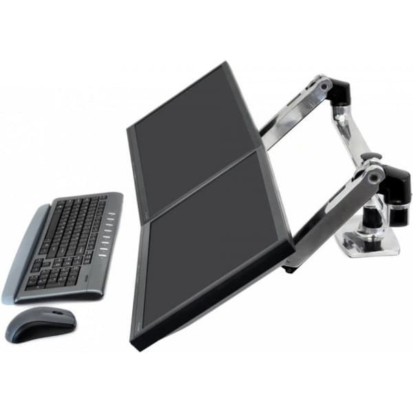 Ergotron LX Dual Side-by-Side Arm -monitorarm, polerad aluminium