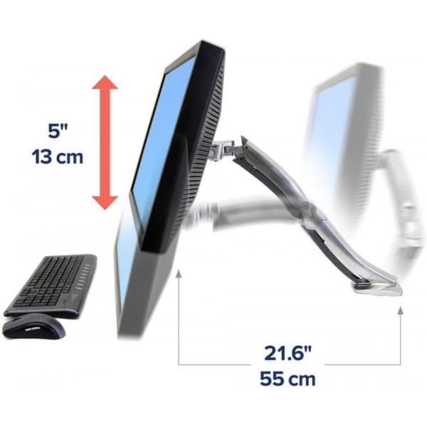 Ergotron MX Desk Mount -monitorivarsi, kiillotettu alumiini