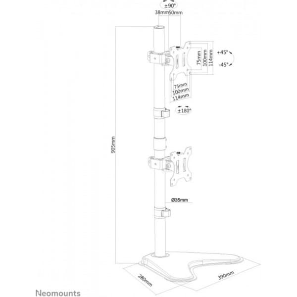 Neomounts FPMA-D550DDV -monitorivarsi kahdelle näytölle, musta