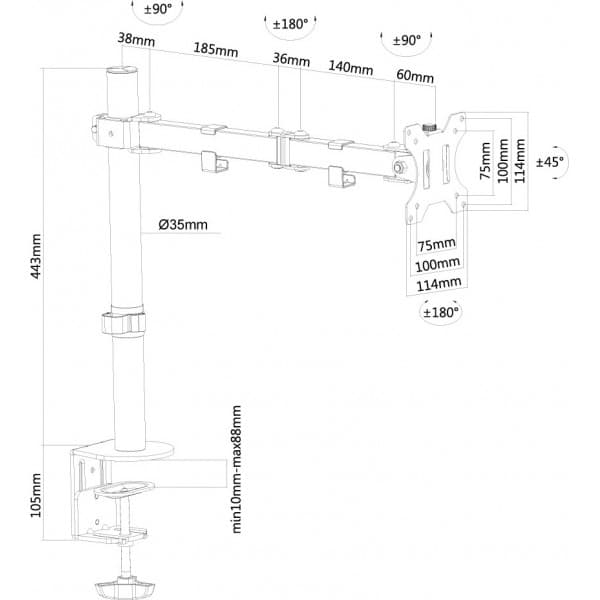 Neomounts FPMA-D550 -monitorivarsi, 10-32”, musta
