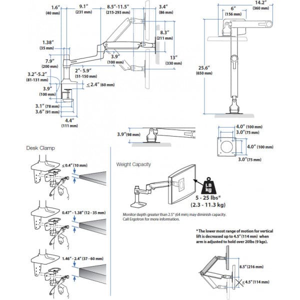 Ergotron LX Desk Monitor Arm -näyttövarsi pöytäkäyttöön, valkoinen