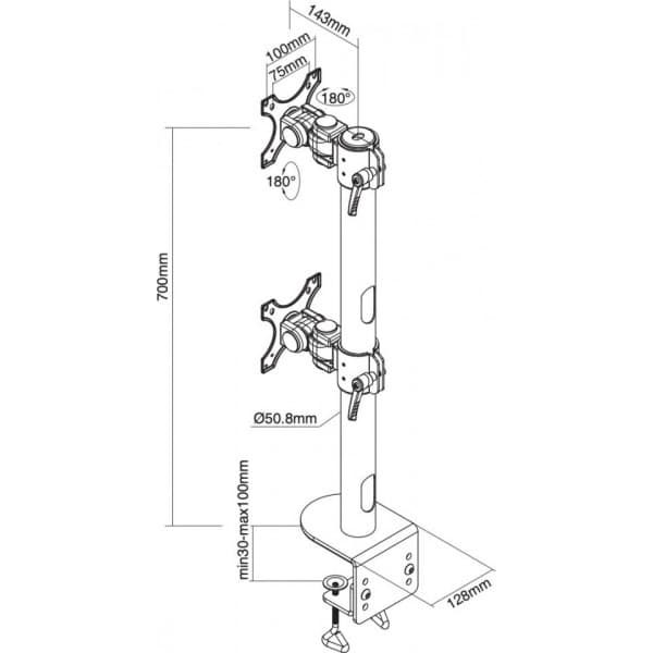 Neomounts by Newstar Full Motion Desk Mount -skrivbordsfäste för två 17-49-tums bukta skärmar