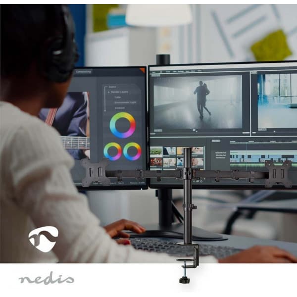 Nedis Dual Display Desk Stand -pöytäjalka kahdelle näytölle
