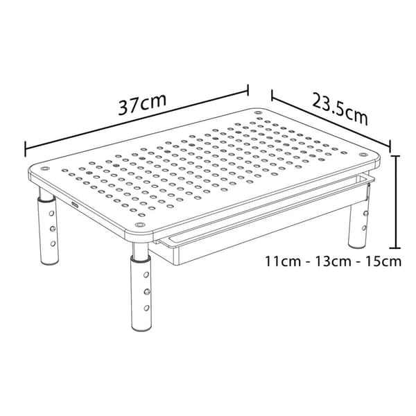 Maclean MC-946 monitor för bärbar dator 13" - 32" 3-nivå höjdjustering med låda upp till 20 kg Robust ventilerad