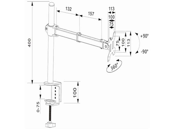 Monitormonteringsfäste, skrivbord, roterbar, solid, tiltfunktion SolidHand UM01
