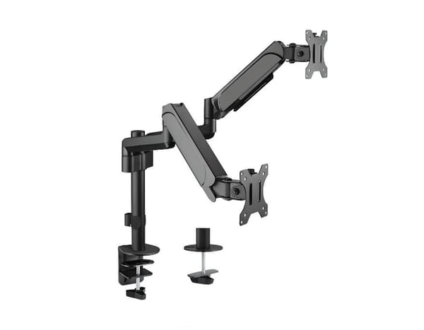 Dubbel bildskärmsmonteringsram, fjäderhållare, HDWR SolidHand-AS02