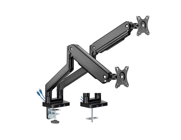 Fjederbelastet dobbeltskærmsmontering, USB, dobbeltarmsmontering, vippefunktion HDWR SolidHand-CS02U