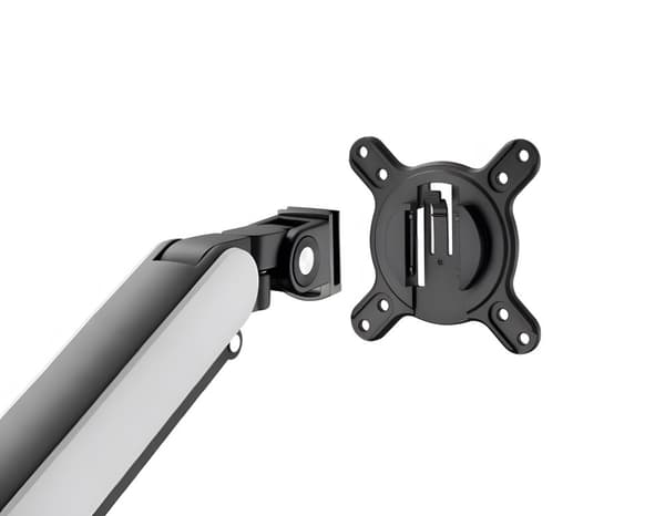 Fjederskærmholder, sort, dobbelte USB-porte, fjederarm, sølv HDWR SolidHand-ES01U