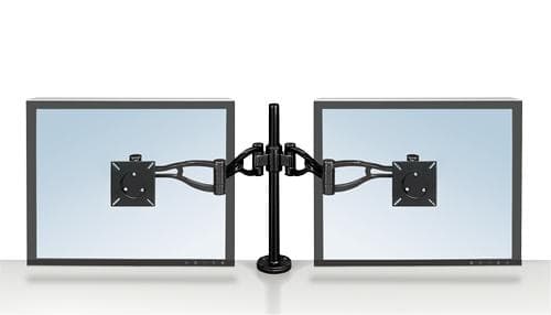 Fellowes Professional Series Dybdejusterbar dobbeltskærmsarm - Skrivebordsbeslag til 2 skærme (justerbar arm) - Jern - Sort - Monteringsgrænseflade: V
