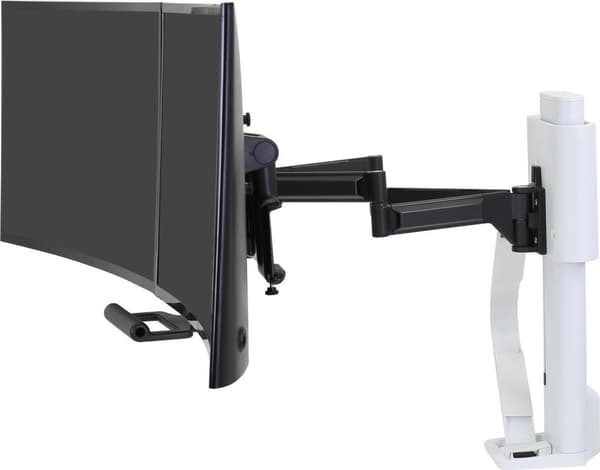 Ergotron TRACE - monteringssæt (håndtag, base, løftesøjle, forlængerarm, bue, 2 glideled, 2-delt bordklemme) - til 2 LCD-skærme (Constant Force Motion Hvid
