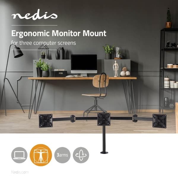 Ergonomisk skjermstativ for tre skjermer, Nedis