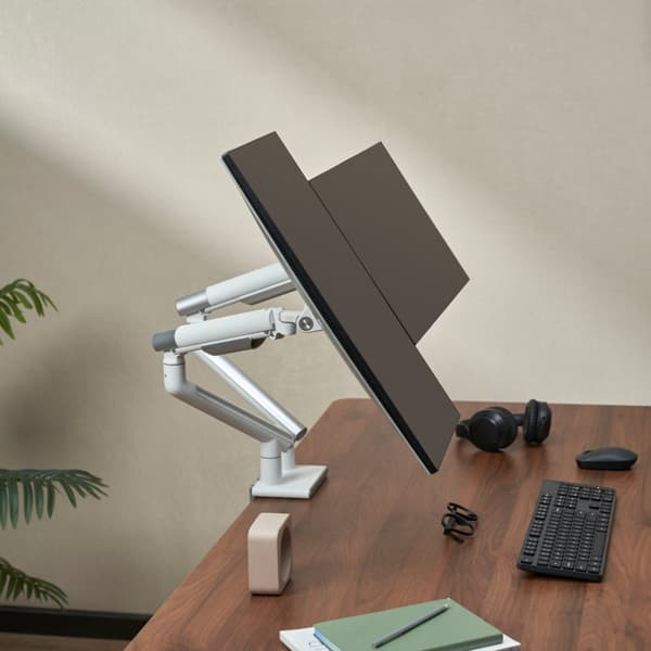 Alterzone Arm Duo monitorarm af aluminium til dobbelt 17"-32" skærme, hvid