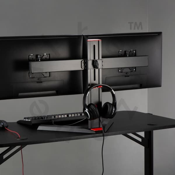 Alterzone Pro Duo gaming monitor stativ til dobbelt 17"-27" skærme, sort