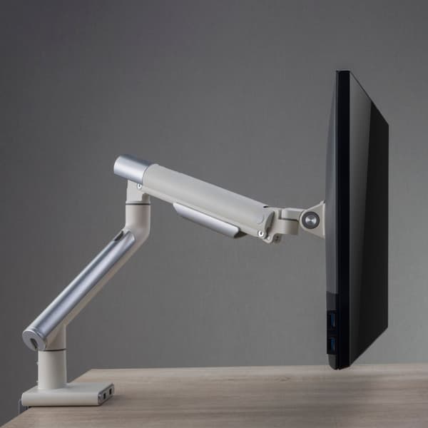 Alterzone Arm One USB monitorarm af aluminium til 17"-32" skærme, 2 x 3.0 USB-porte, hvid