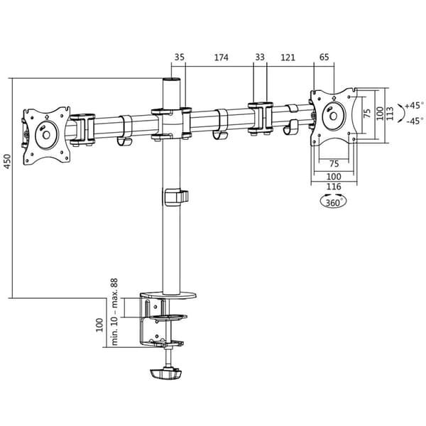 LogiLink Arm for to skjermer 13-27" 428 mm