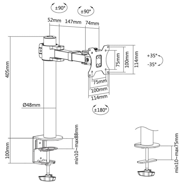 LogiLink Skjermarm 17-32" 199 mm