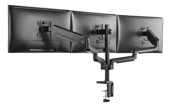 DELTACO Office, triple hydraulisk monitor-arm, 17"-27", 1,5-8kg,