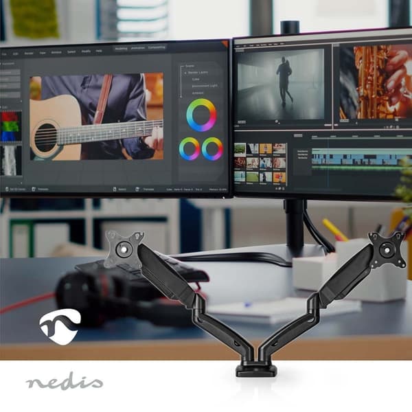 Nedis Desk Monitor Mount | Gassfjær | 2 Skjermer | 15 - 32 " | 75x75 / 100x100 | Full Motion