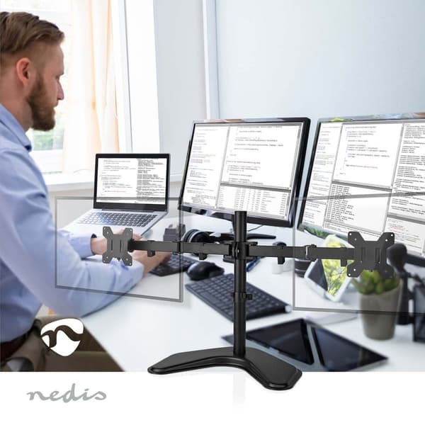 Nedis Ergonomisk Skærmbeslag | 2 Skærme | 15 - 32 " | 75x75 / 100x100 | Fuldt Bevægeligt