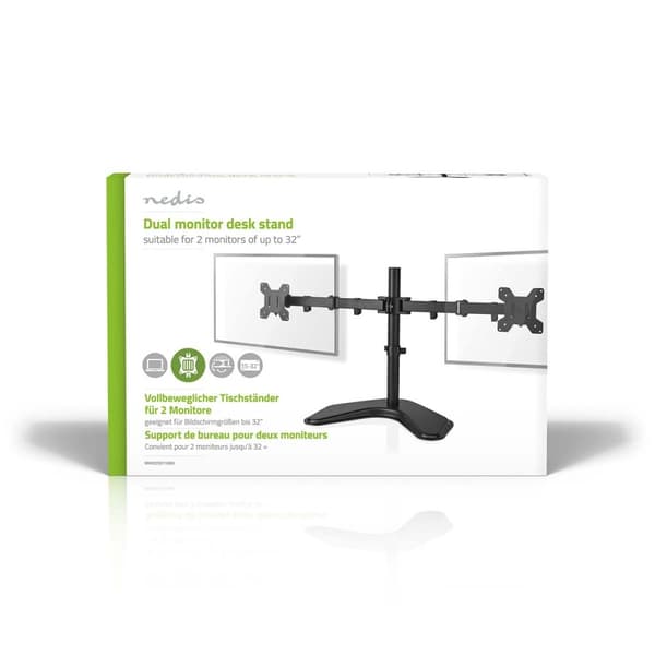 Nedis Ergonomisk Skærmbeslag | 2 Skærme | 15 - 32 " | 75x75 / 100x100 | Fuldt Bevægeligt