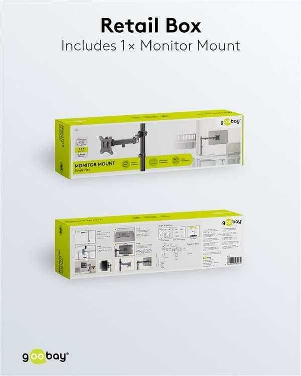 Goobay Monitor Mount Single Flex for skjermer mellom 17 og 32 tommer (43-81 cm) opp til 8 kg