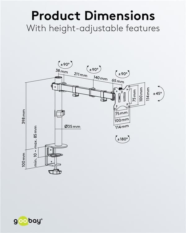 Goobay Monitor Mount Single Flex for skjermer mellom 17 og 32 tommer (43-81 cm) opp til 8 kg