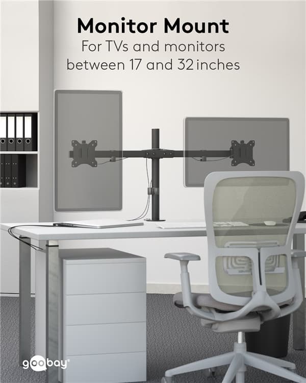 Goobay Dual Monitor Mount Fix for skjermer mellom 17 og 32 tommer (43-81 cm) opp til 9 kg