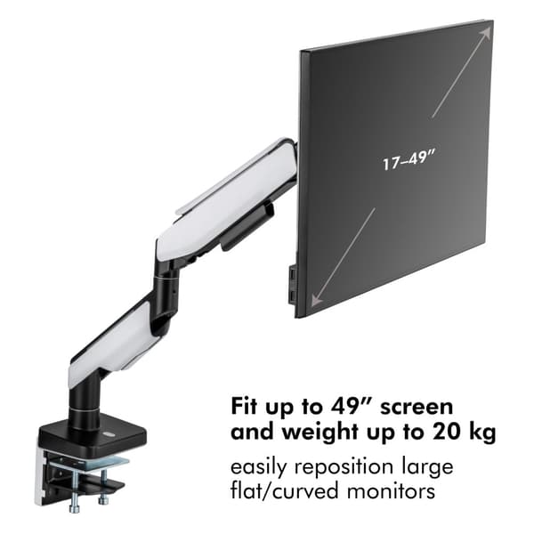 LogiLink Arm for spillmonitor 17-32" med belysning svart/hvitt