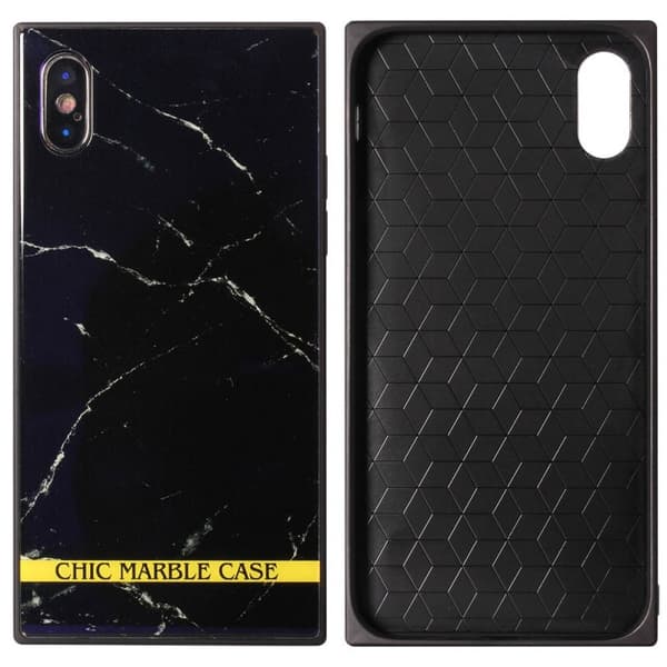 Tyylikäs marmorikuori karkaistu lasi Apple iPhone X / Xs : väri - musta