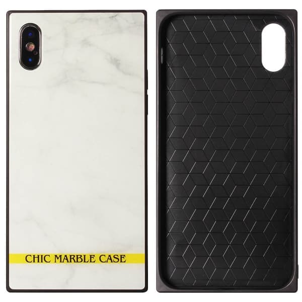 Marmerdeksel herdet glass Apple iPhone X / Xs : Farge - Hvit