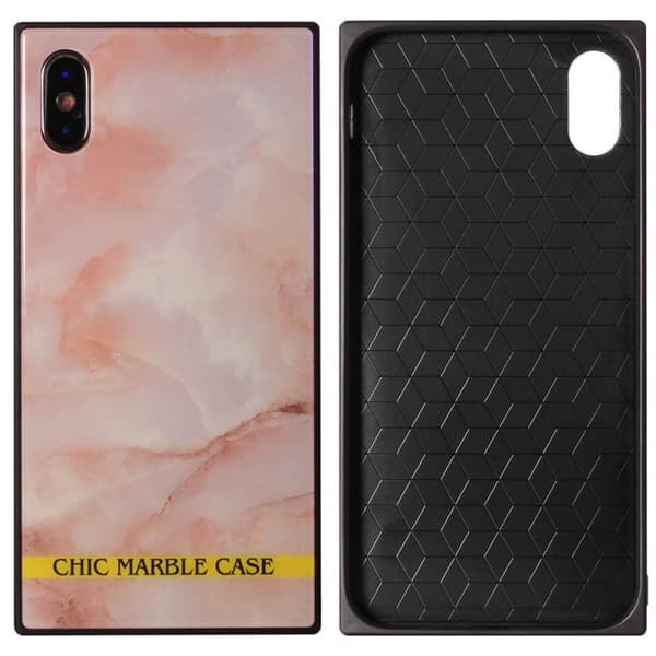 Marmerdeksel herdet glass Apple iPhone X / Xs : Farge - Rosa