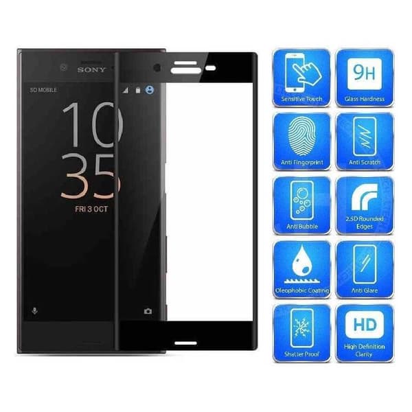 2-PACK Xperia XA hærdet glas 0,26 mm 2,5D 9H fuldramme Svart