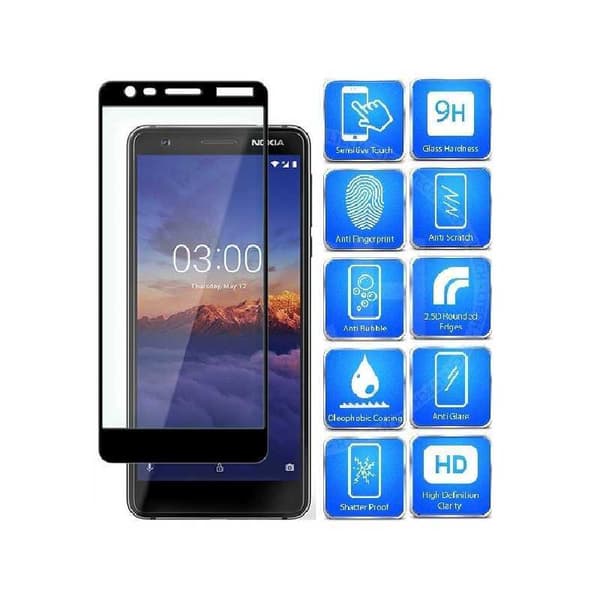 Nokia 3.1 Härdat Glas 0.26mm 2.5D 9H Fullframe Svart