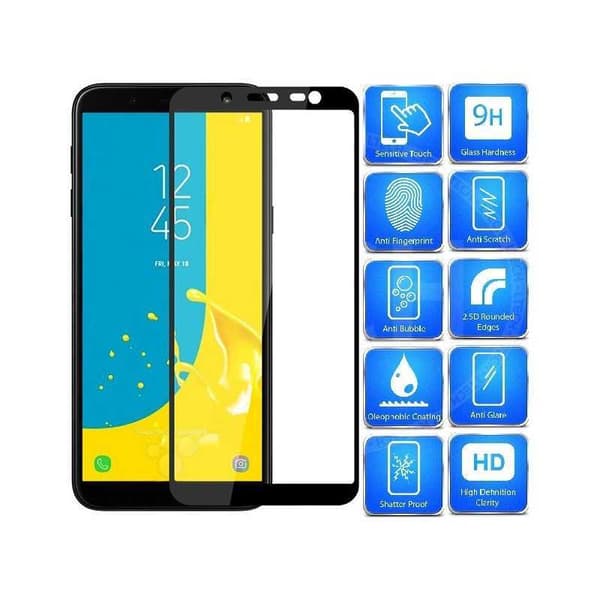 2-PACK Samsung J6 2018 hærdet glas 0,26 mm 2,5D 9H fuld ramme Svart