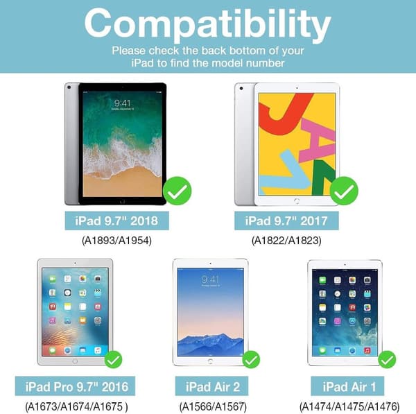 2X karkaistu lasi näytönsuoja iPad Pro 9,7" iPad 9,7" 2018 6th gen / 2017 5th gen, iPad Pro 9,7" 2016 ja iPad Air 2 / iPad Air