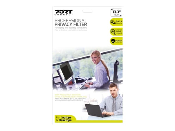 Port Designs Privacy Filter 2D, 33,8 cm (13.3"), 16:9, Kannettava tietokone, Kehyksetön näytön yksityisyyssuodatin, Häikäisynesto, 41 g