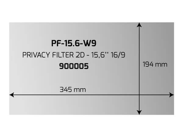 Port Designs Privacy Filter 2D, 39,6 cm (15.6"), 16:9, Minikannettava, Kehyksetön näytön yksityisyyssuodatin, Häikäisynesto, 56 g