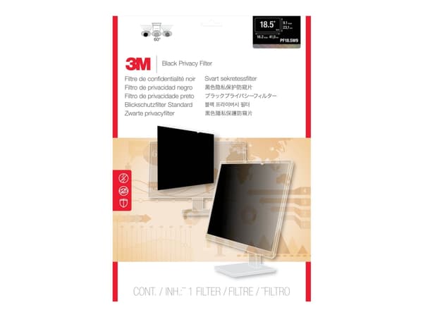 3M - Personvernfilter for skjerm - 18.5" - svart Sort