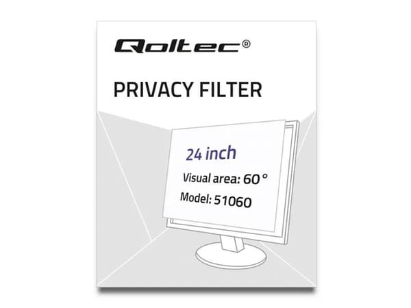 Qoltec - Personvernfilter for skjerm - 24" - gjennomsiktig Gjennomsiktig