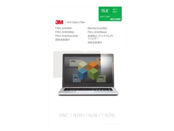 3M Anti-Glare-filter til 15,6" widescreen laptop - Näytön anti-genskinfilter - 15,6" bred - klar