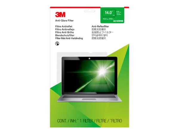 3M ANTIREFLECTION PROTECTION FILTER FOR 14IN, 35,6 cm (14"), 16:9, Kannettava tietokone, Kehyksetön näytön yksityisyyssuodatin, Häikäisynesto, 140,61